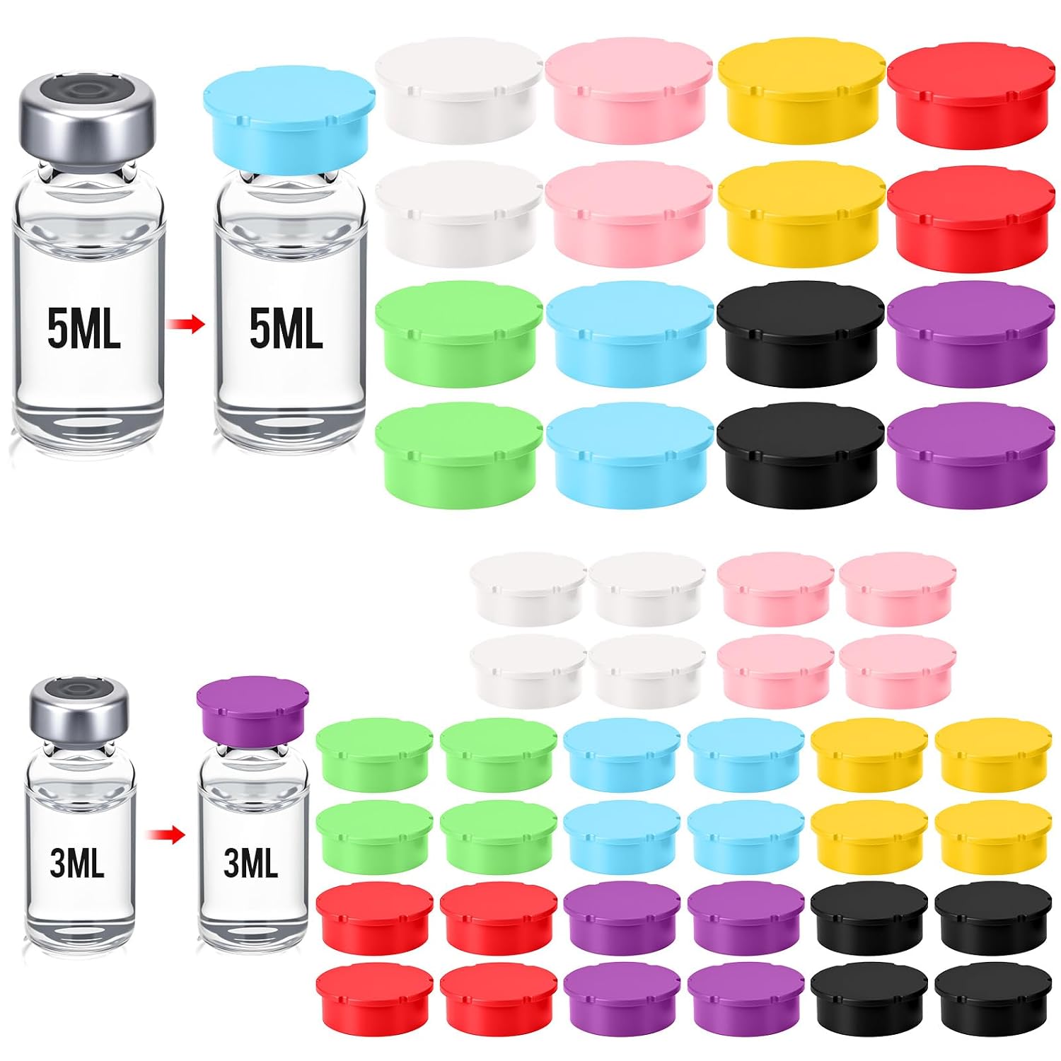 Mifoci 24 Pack Peptide Vial Caps for 3ml 5ml 10ml Bac Water