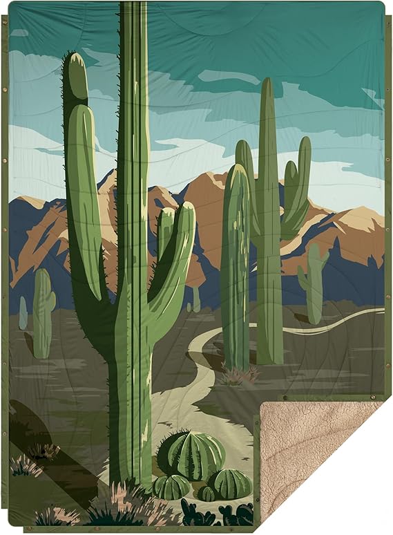 KawaGebo Kamp Outdoor Camping Blanket with Sherpa Lining