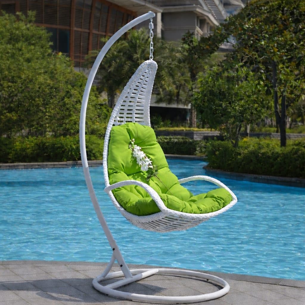 Soft Symphony Hanging Egg Jhula Cushion β Padded Polyester Seat for Outdoor Swing, Garden Basket Chair (Parrot Green, Cushion only) 1