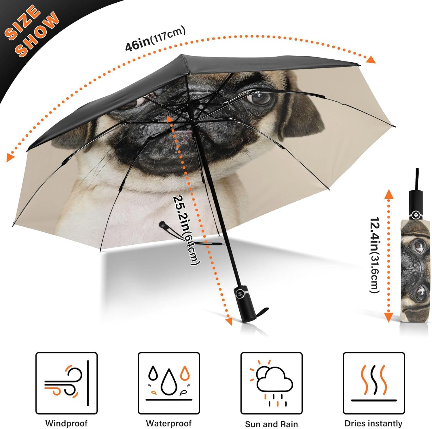 CHIFIGNO Custom Umbrellas with Pictures, Design Your Photo on Umbrella, Umbrella with Picture Inside 46 inch