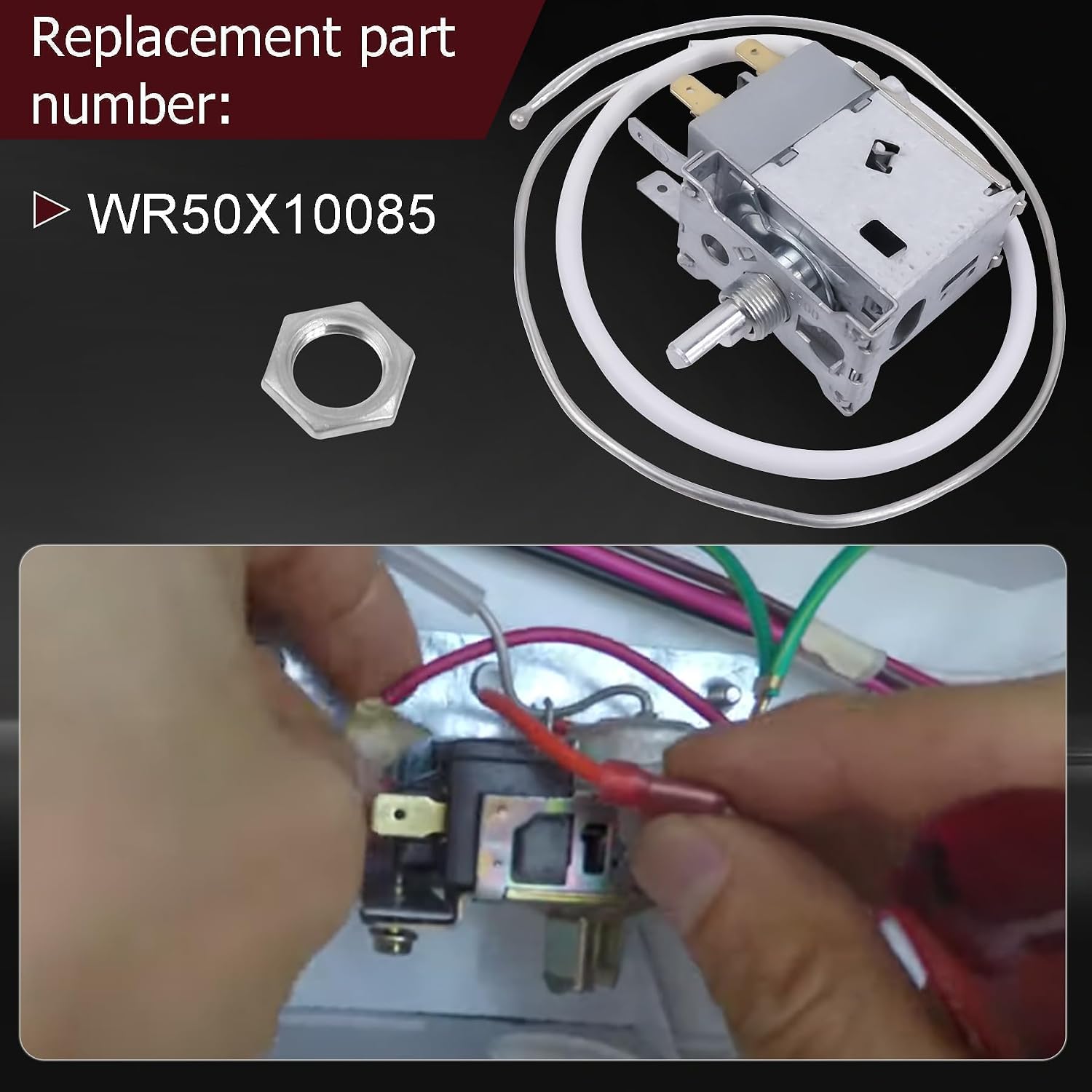 WR50X10085 Freezer Thermostat, for GE Haier Chest Freezer and Mini Fridge, model WPF27.7A-L, Replacement Part Number 1477823 AP4344994 PS2323338 EAP2323338