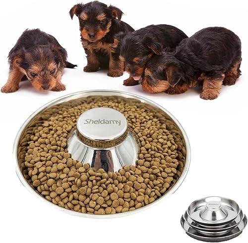 Miniatura 1 de Cuencos para perros de alimentación lenta, cuencos de acero inoxidable para cachorros, divertido cuenco para detener la hinchazón para comedores