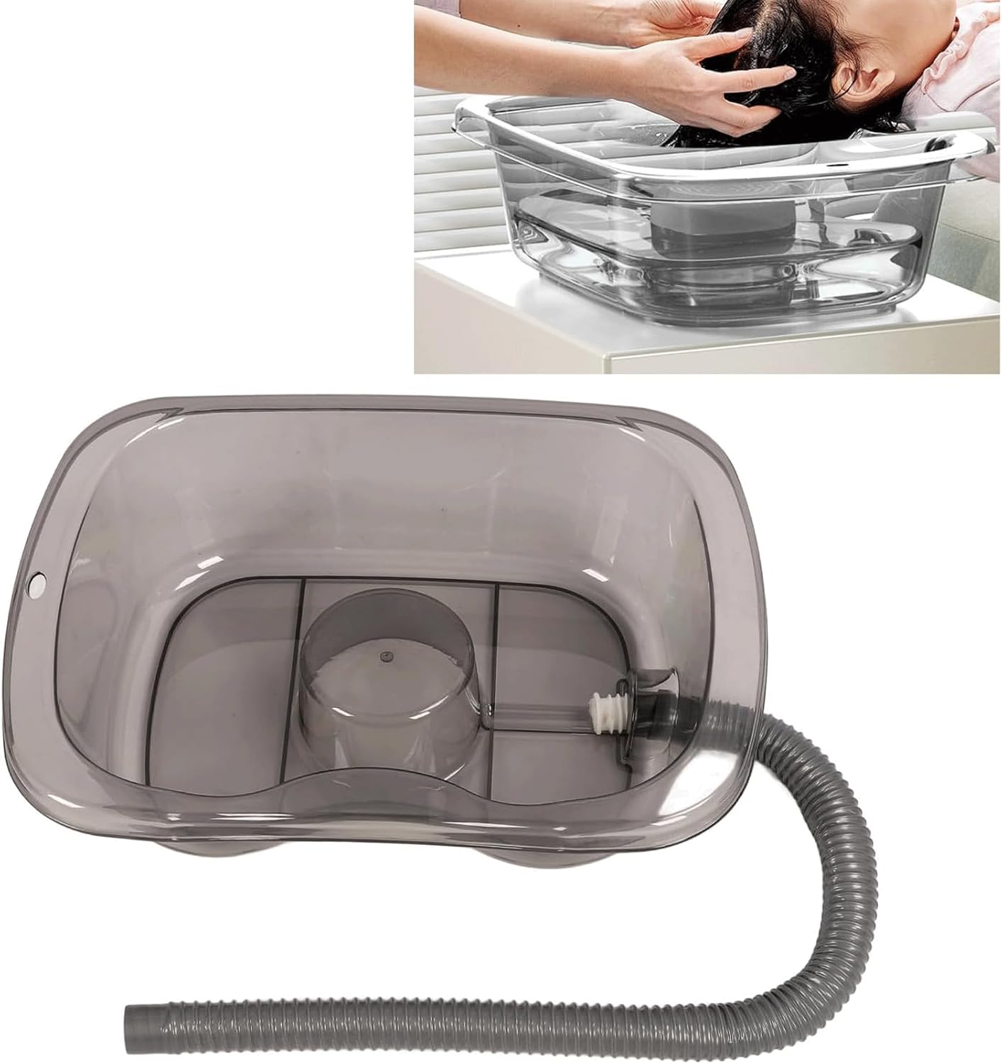 Hair Wash Tub Portable Shampoo Bowl Hair Washing Basin Comfortable Shampoo Basins with Drainage Pipe Hair Wash Tub at Home Hair Wash Tray