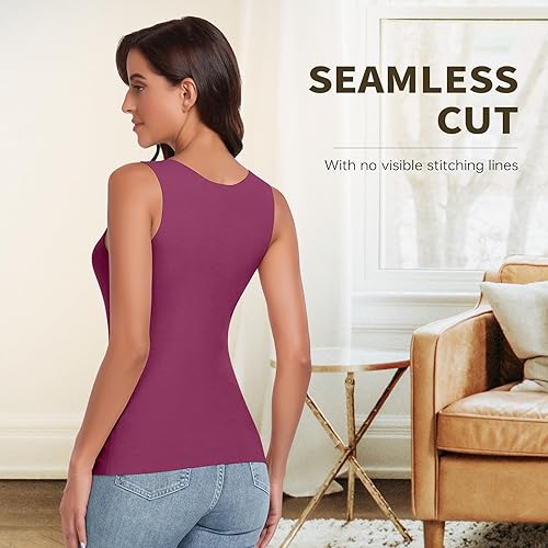 Miniatura 5 de WOWENY Camiseta sin mangas de forro polar térmico para mujer, cuello en V, camisola de encaje, capa base cálida, camisola, chaleco de camisola, ropa