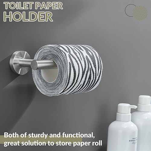 Miniatura 8 de APLusee - Soporte de papel higiénico de níquel cepillado, dispensador de rollos de papel higiénico de acero inoxidable 304, colgador redondo de