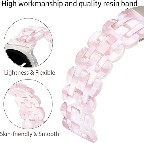 YGTIECS Resin Strap Only Compatible with Samsung Galaxy Watch 8 Band 40mm 44mm, for Galaxy Watch 8 Classic Band 46mm, 20mm Soft Resin Replacement for Samsung Watch 8 Bands/Watch 8 Classic Band(Ellipses Pink Flower,Only for Galaxy Watch 8 / 8 Classic)