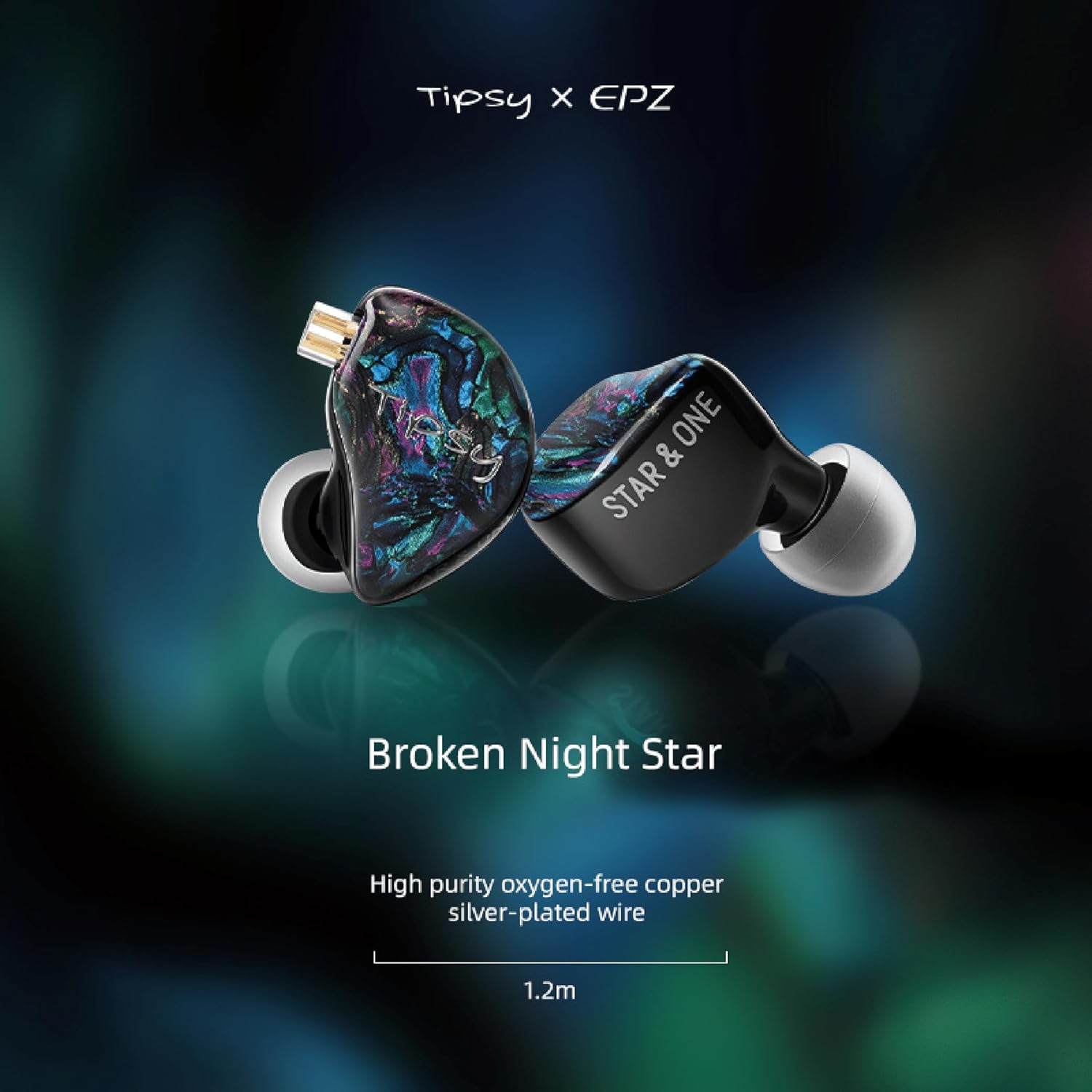 HiFi Kingdom Epz Tipsy Star One 10MM LCP+PU Dynamic Driver High-End in-Ear Monitor, 3D Printing Medical Resin, 64Ω Impedance, 0.78-Double Needle PIN, Oxygen-Free Copper Silver Plated Cable, Handmade