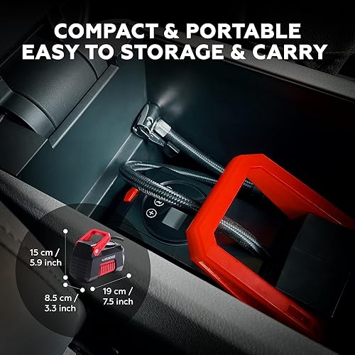 Miniatura 7 de Compresor de aire inflador de neumáticos, bomba de aire portátil para neumáticos de automóvil, compresor de aire digital de 150 PSI con luz LED de