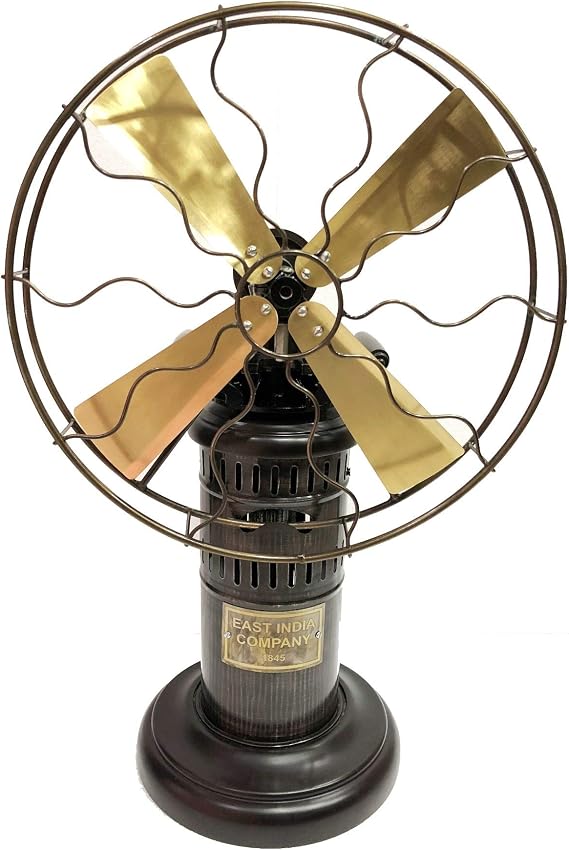 15 Blades Steam Working Table Fan Vintage Metal Brass Antique Style