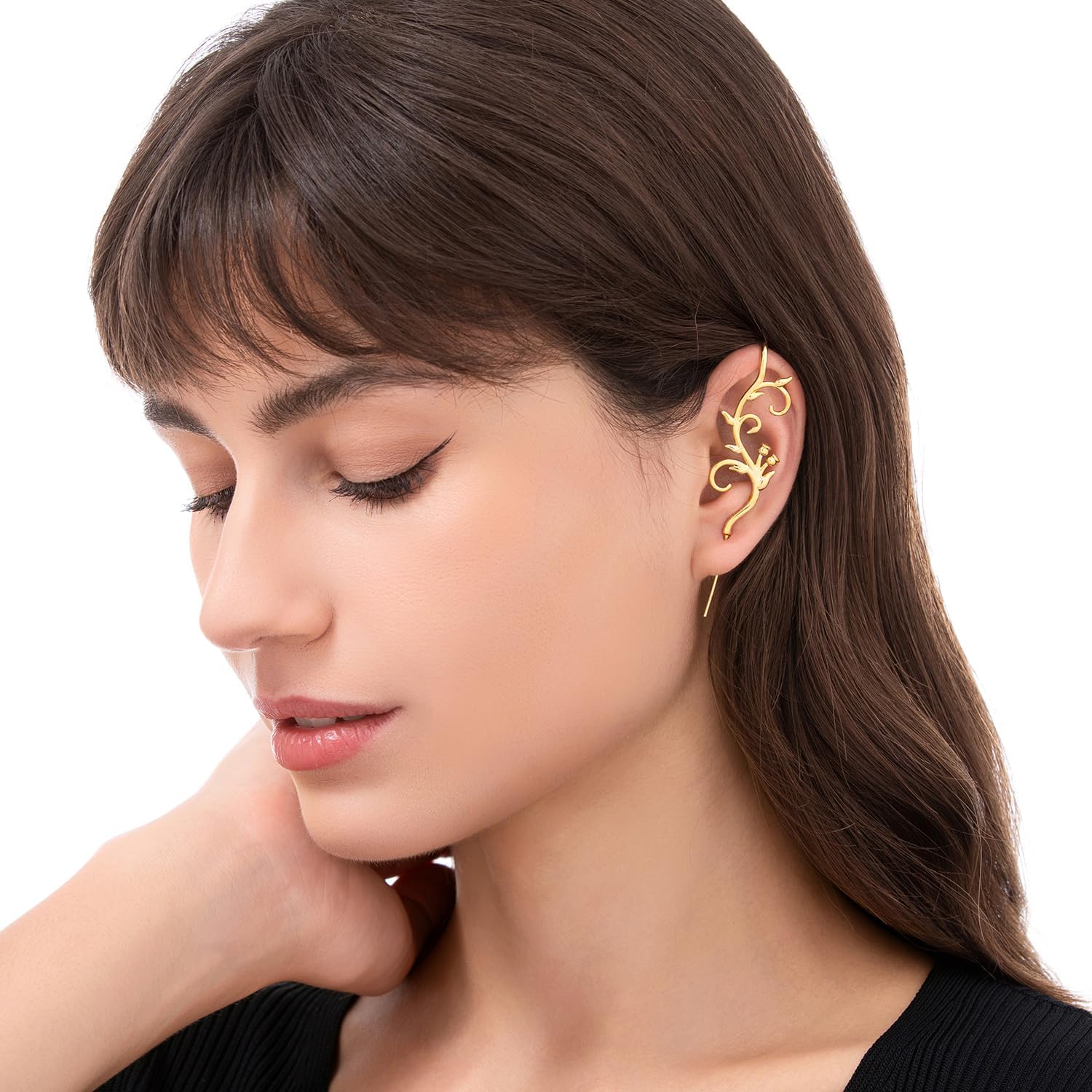 Enchanted Vine Helix Hook Earrings – Adjustable, Hypoallergenic, Unisex Ear Cuff Style