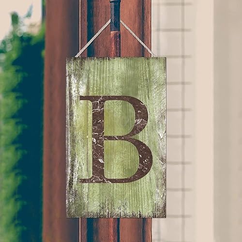 Vista 97 de Letrero colgante de madera con letra J, letrero de madera para decoración del hogar, 26 letras del alfabeto de metal, placa de madera, decoración