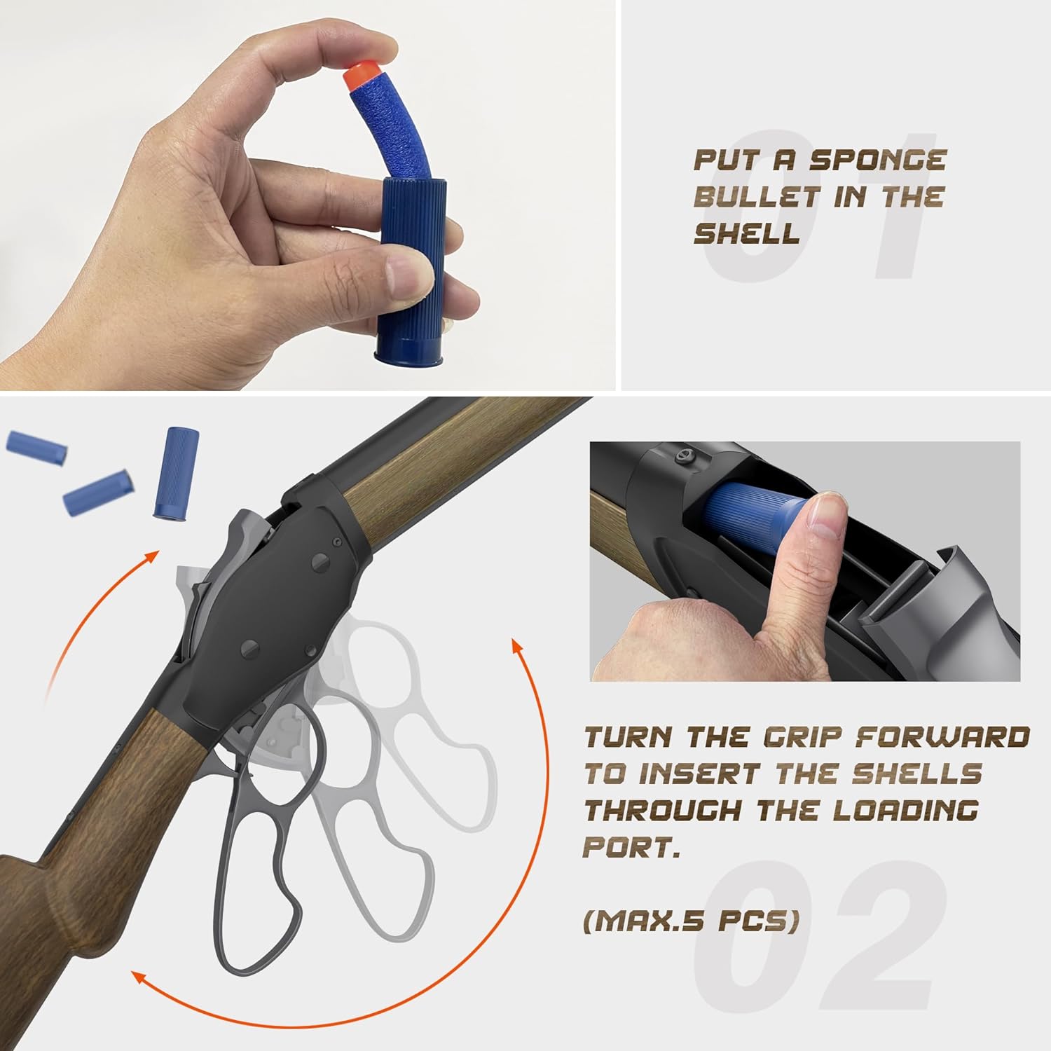 Shell Ejecting Toy Gun, Soft Bullets Toy Shotgun Gun, Lever-Action Design, Fun for Ages 14+ - Image 4