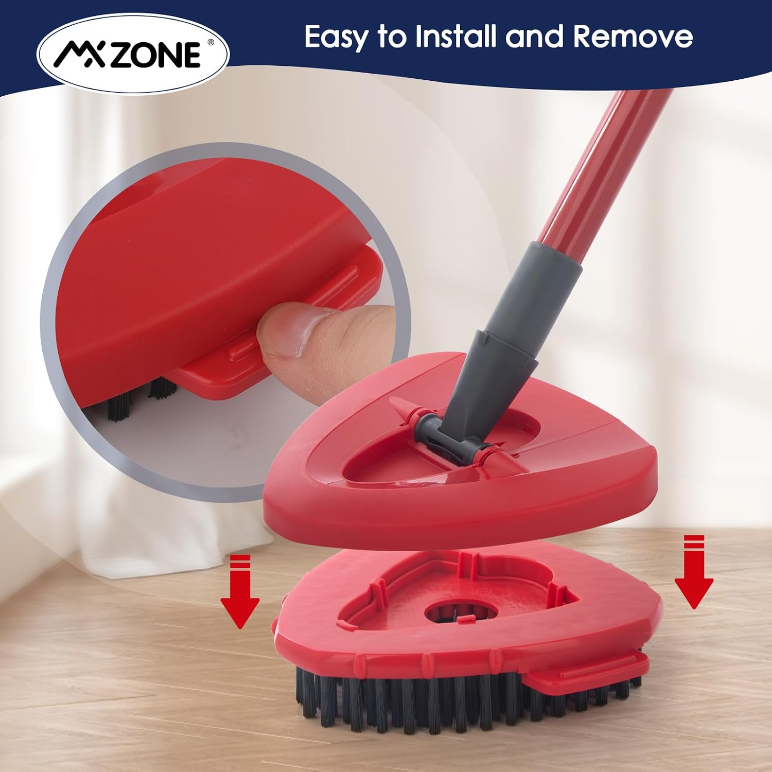 Scrubber Mop Head Replacement Compatible with O Cedar EasyWring 1 Tank System, Spin Mop Scrub Brush Head, Hard Bristle Cleaning Brush Attachment, Not Fit RinseClean, 2 Pack