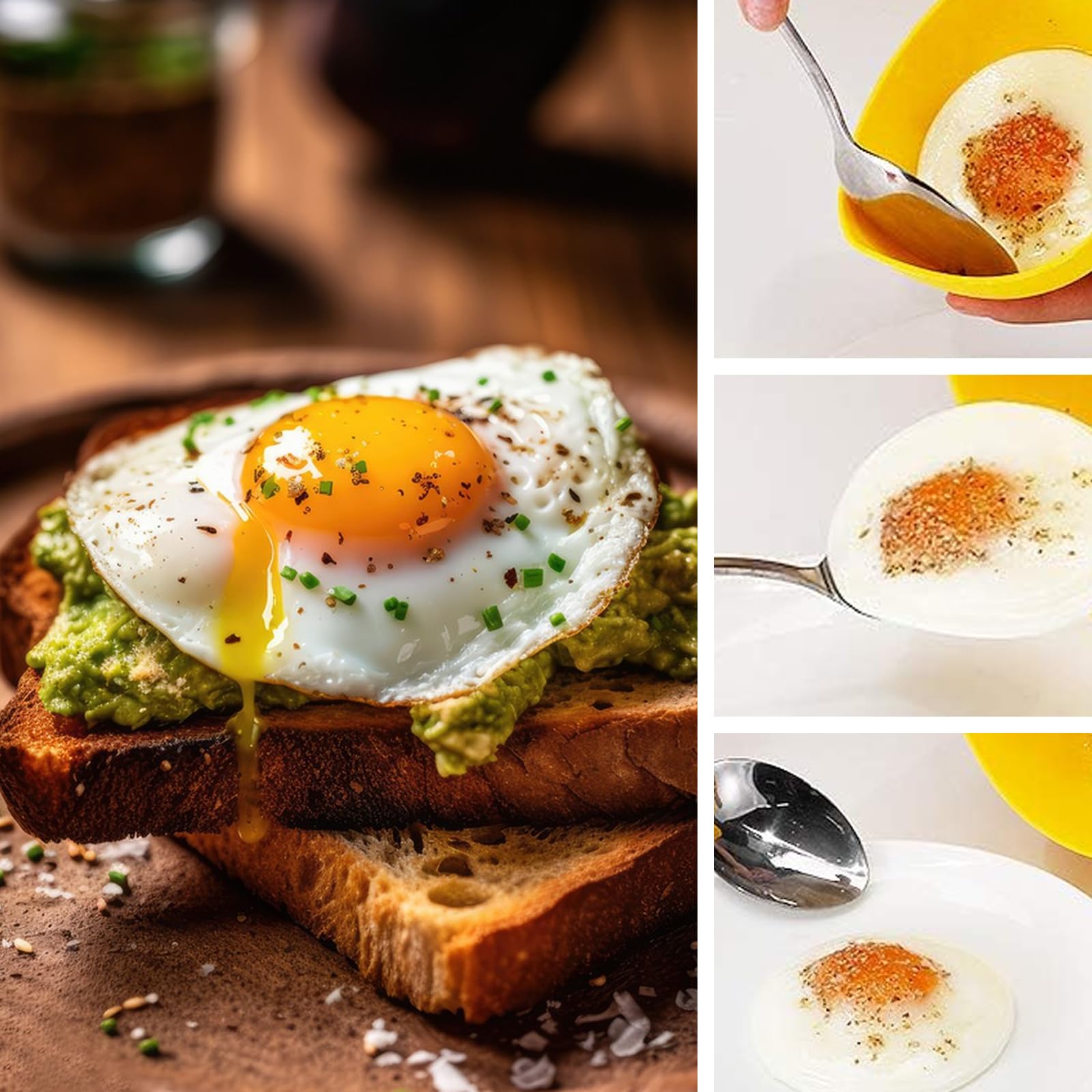 Cuoci Uova In Silicone 4 Pezzi - Per Microonde O Pentola, Antiaderente, Senza BPA, Con Pennello - Foto 8