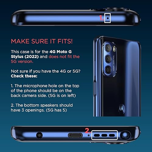 Miniatura 3 de Motorola Paquete protector para Moto G Stylus (2022), funda negra de ajuste preciso + protector de pantalla de vidrio 9H con revestimiento