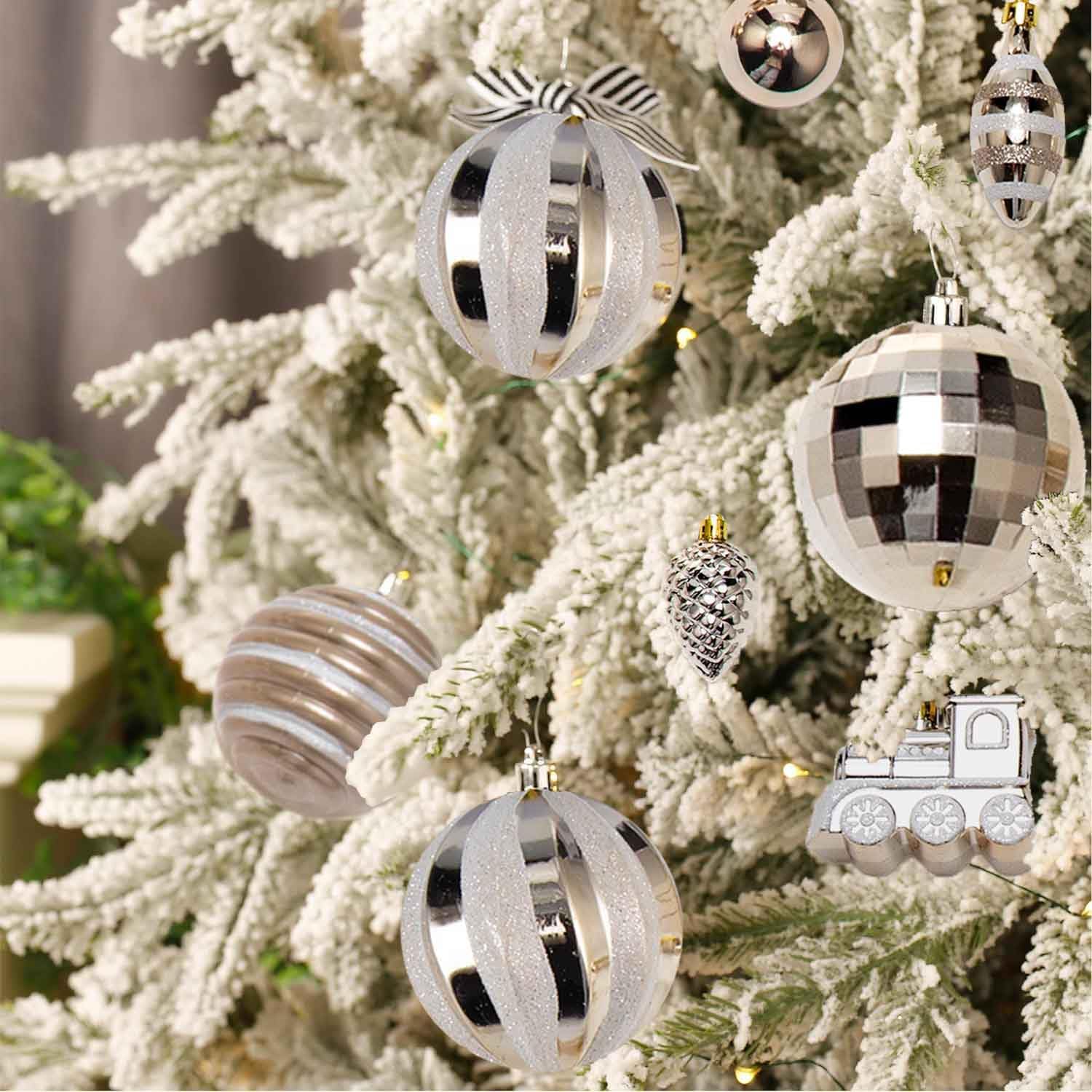 SVNVIOZ Christmas Ball Ornaments Set, 55ct 60mm Elegant Champagne Assorted Xmas Tree Ball Ornaments, Shatterproof Christmas Tree Hanging Ornaments for Xmas Decoration - Image 7