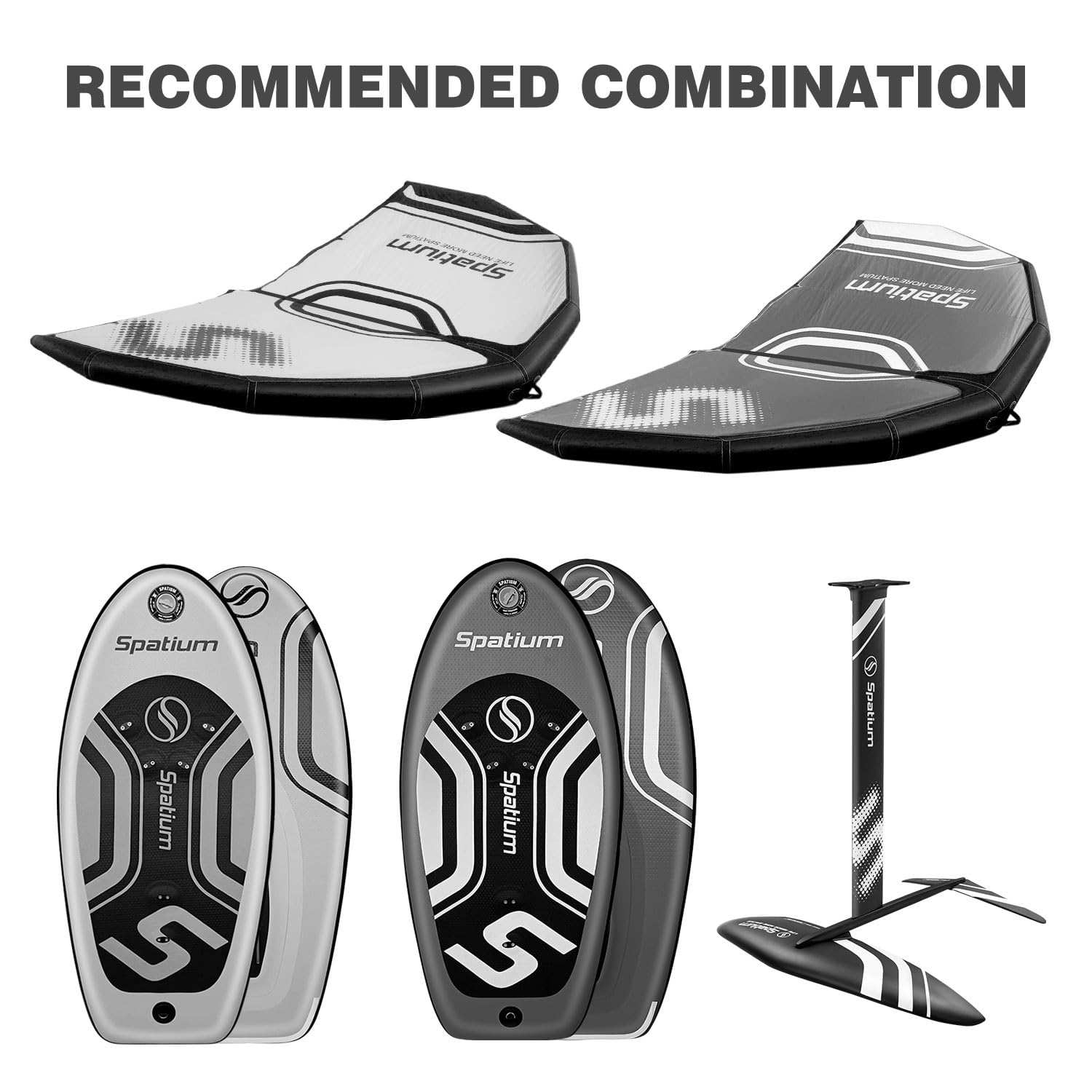 Spatium Inflable Windsurfing Wing Foil con Accesorios Bomba de Inflado, Mochila, Kit de Reparación Gris Claro Wing Kite de Tabla de Surf 5m²