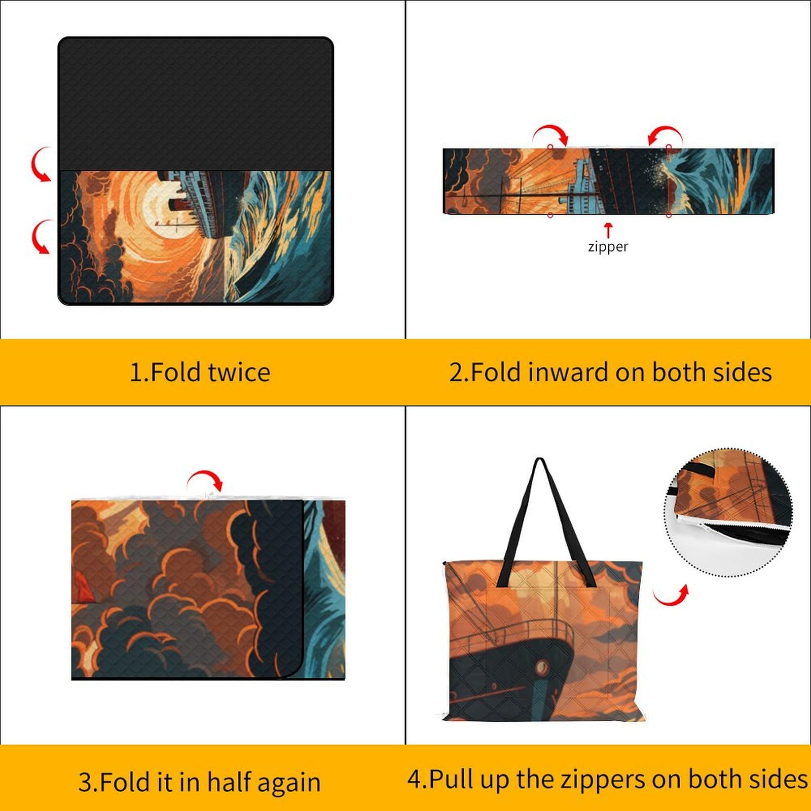 3D Stampa Novelty Nave Coperta Picnic Impermeabile arte Telo Impermeabile Pieghevole Tappeto Pic Nic Per Spiaggia Campeggio Pic-nic Attività All'aperto 200x200cm