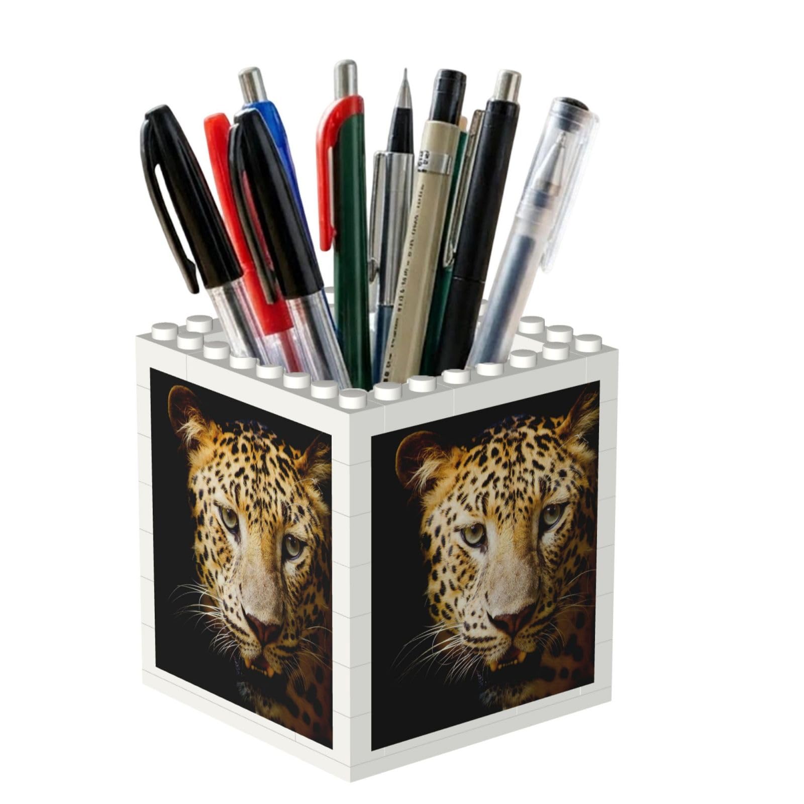Poadnly Animal Cheetah, Pen Pot Pencil Holder for Office Home School, Compact Desk Organiser for Office Stationery