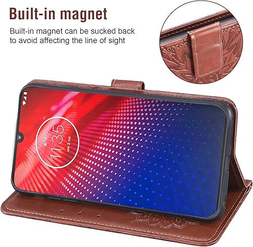 Miniatura 3 de Funda de teléfono para Motorola Moto Z4 PlayMoto Z4 con protector de pantalla de vidrio templado, funda magnética de piel, soporte para tarjetas,