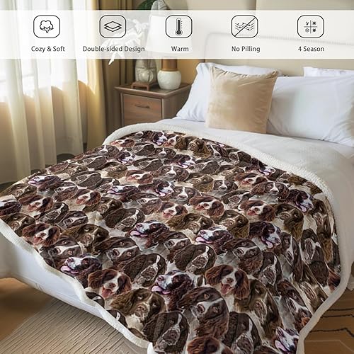 Miniatura 10 de BlessLiving Manta mullida para perros para niños y adultos, manta de forro polar reversible con patrón de animales Sherpa (Golden Retriever, manta,