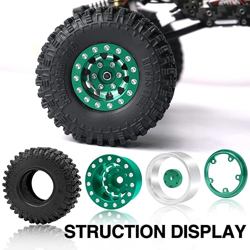 Miniatura 5 de OGRC - 4 ruedas y neumáticos de aleación de aluminio SCX24 para axial SCX24 Gladiator Bronco C10 JLU cerrojo de seguridad RC para actualizaciones de