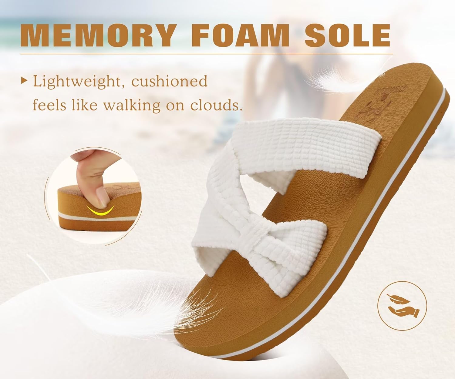 KuaiLu Womens Dressy Bow Sandals Arch Support Yoga Foam Cushion Comfortable Walking Slides Open Toe Summer Beach Indoor Outdoor Slippers - Image 6