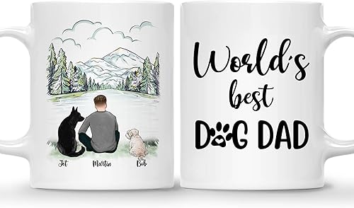 Vista 21 de GOSSBY Taza personalizada (2 perros), taza personalizada para papá y perro, regalo para los amantes de los perros, taza de café del padre del perro