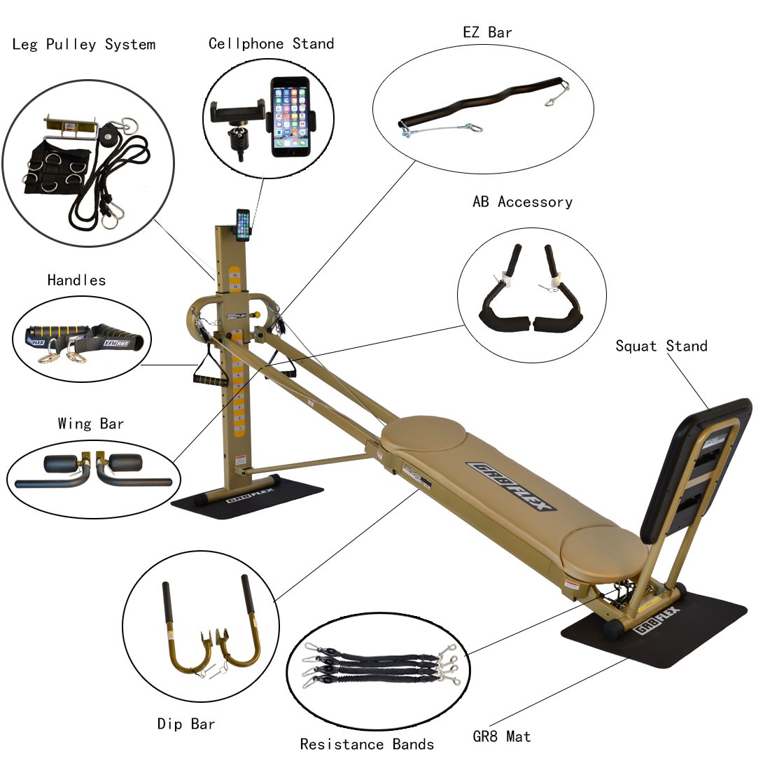 GR8FLEXTotal Luxury Gym Fit Your Home Style - Golden XL Model