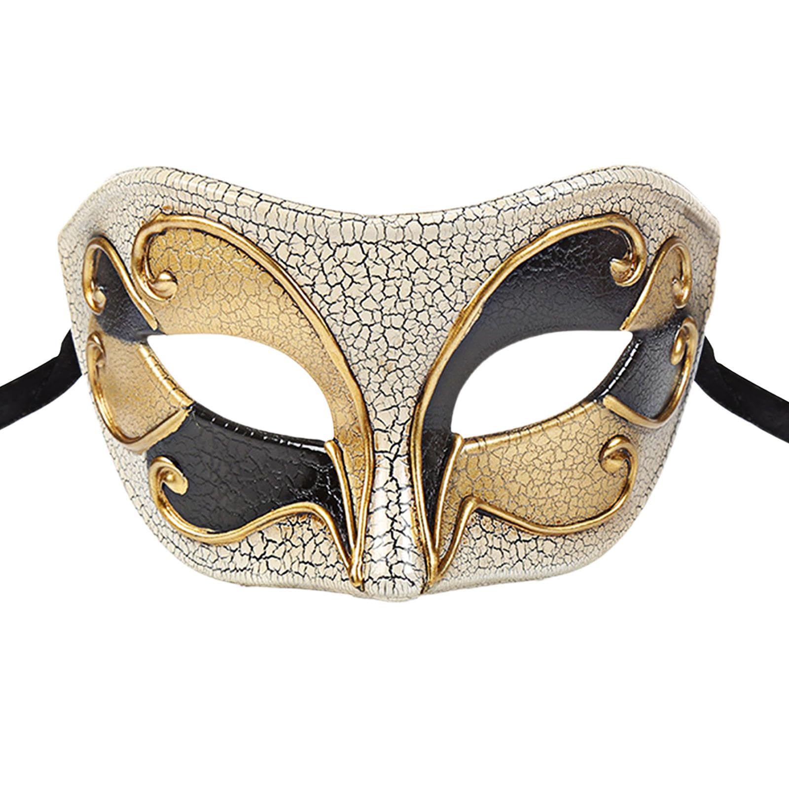 JewelryWe Men's Venetian Masquerade Mask: Cracked Half Face Costume Masks with Elastic Band for Halloween Party Cosplay