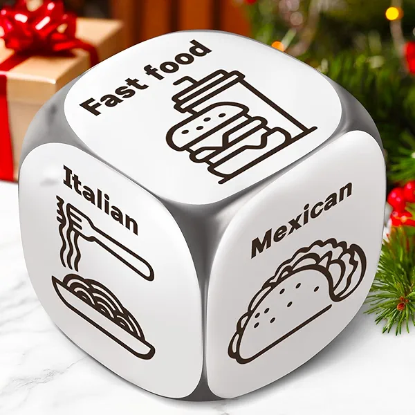 Stocking Stuffers for Men Women, Winzwon Funny Christmas Gag Gifts White Elephant Gifts for Adults Him Her Boyfriend, Date Night Food Decision Dice Anniversary Wedding Valentines Birthday Couple Gifts