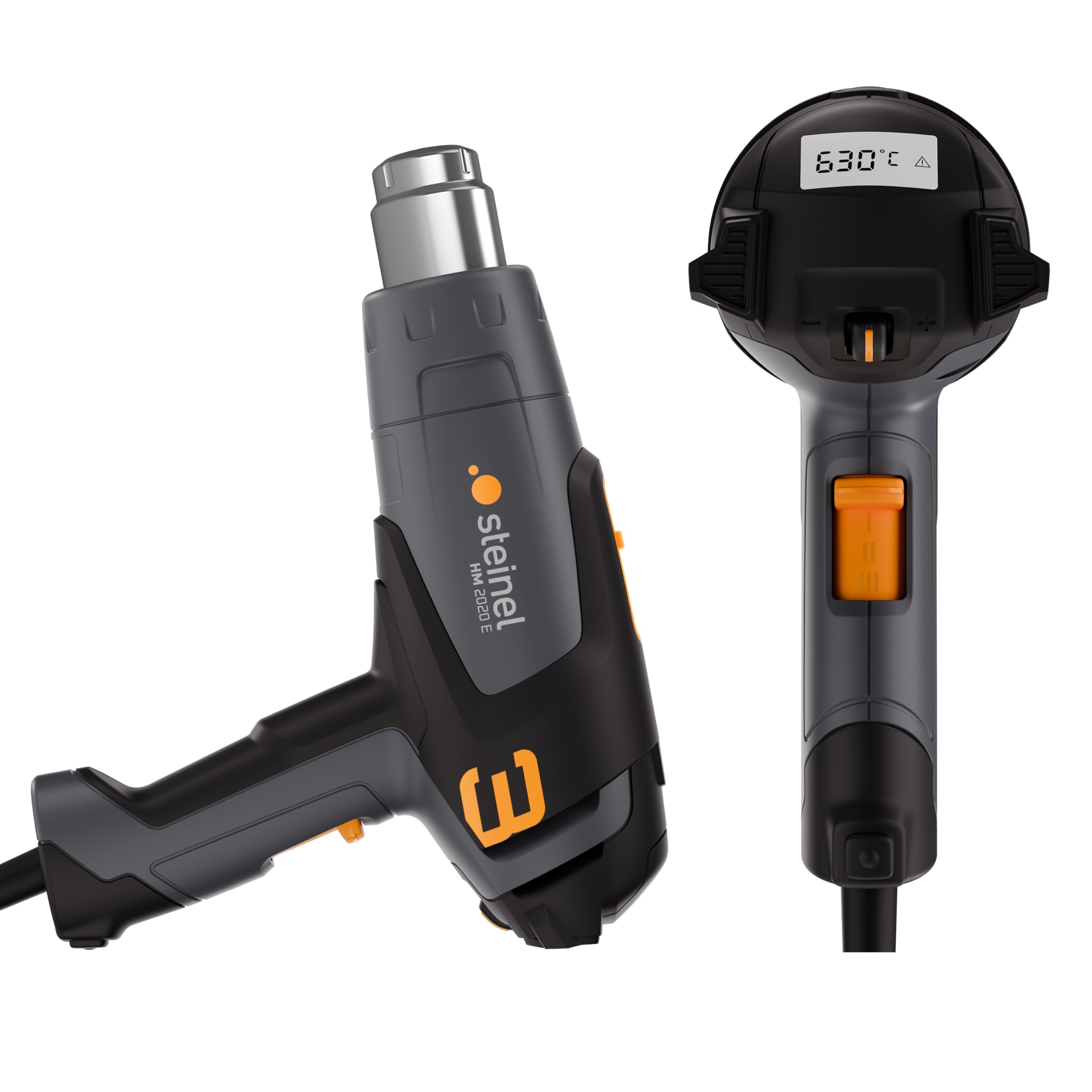 Steinel Heißluftpistole HM 2020 E Set, inkl. Reduzierdüse, 2200 W Heißluftfön, LCD-Display, Temperatur 80°-630°C, Heißluftgebläse mit Keramikheizung