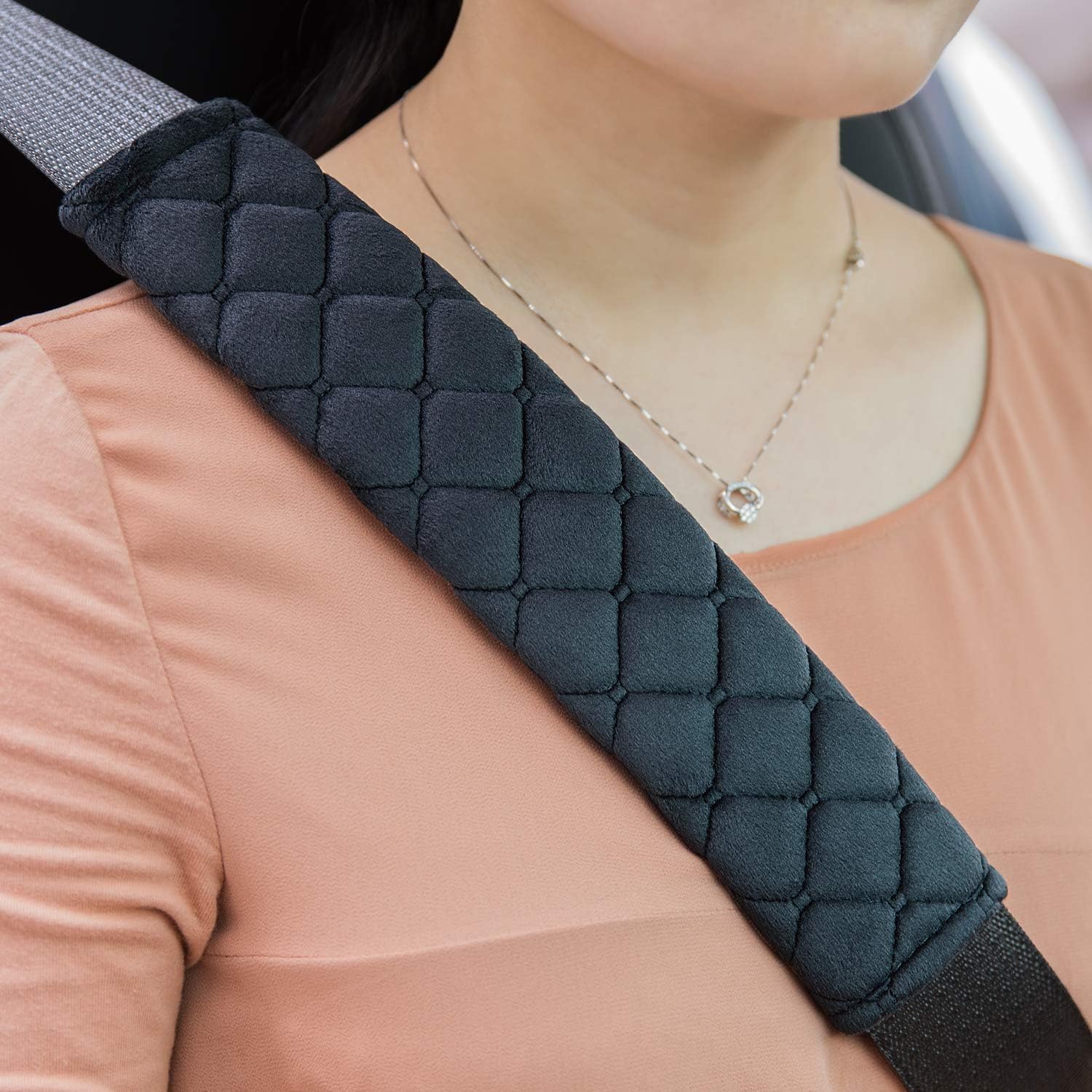 Car Seat Belt Comfort Harness Pad 2 Pack, Car SeatBelt Pads Cover Safety Belt Strap Shoulder Pad for Adults and Children(Black)