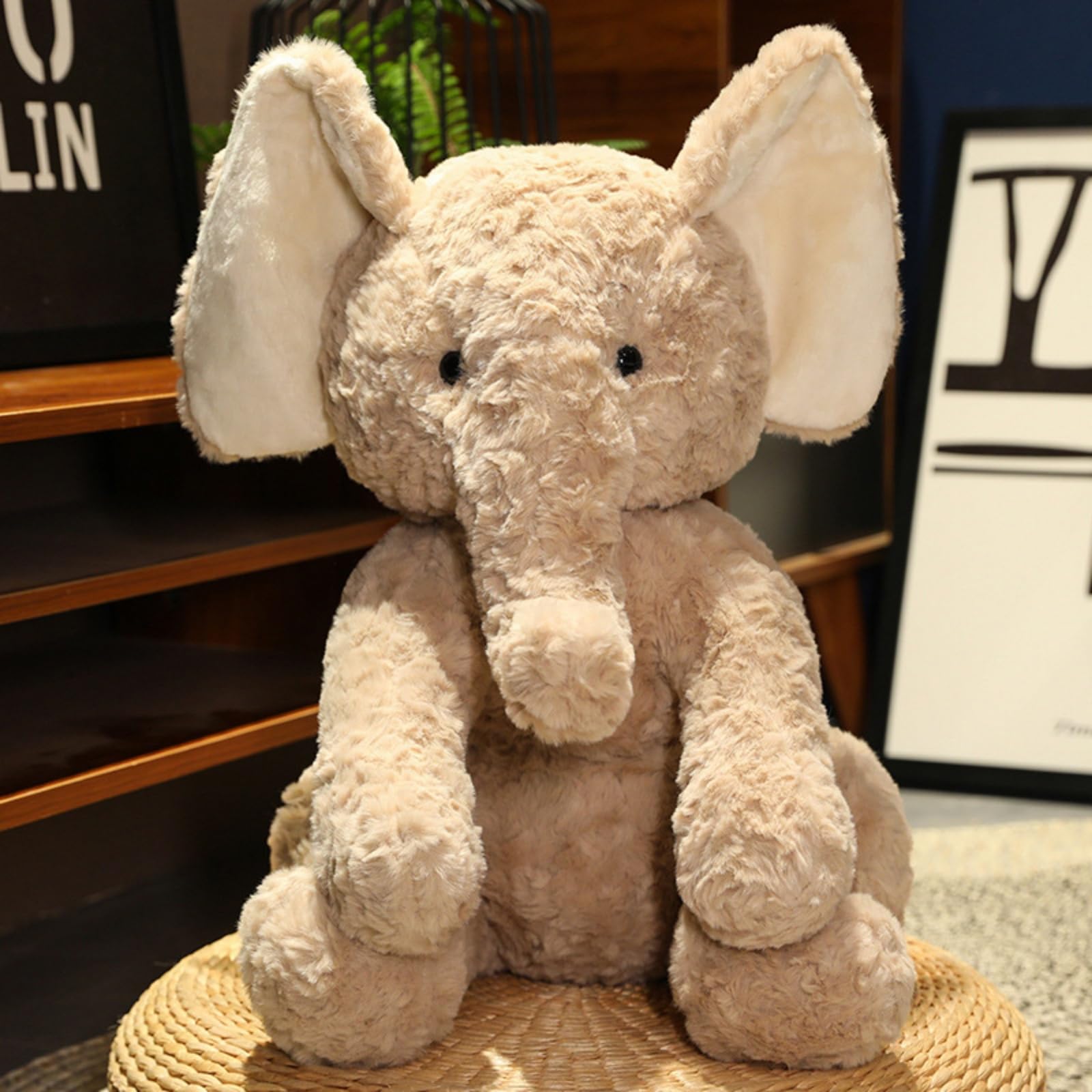 Elefant Kuscheltier, Superweicher Kuscheliger Elefant Plüschtier 35/55cm, Realistisch Gestaltetes Plüschtier, Niedliches Stofftier Elefantenpuppe, für Jungen Mädchen & Kleinkinder (55 cm)