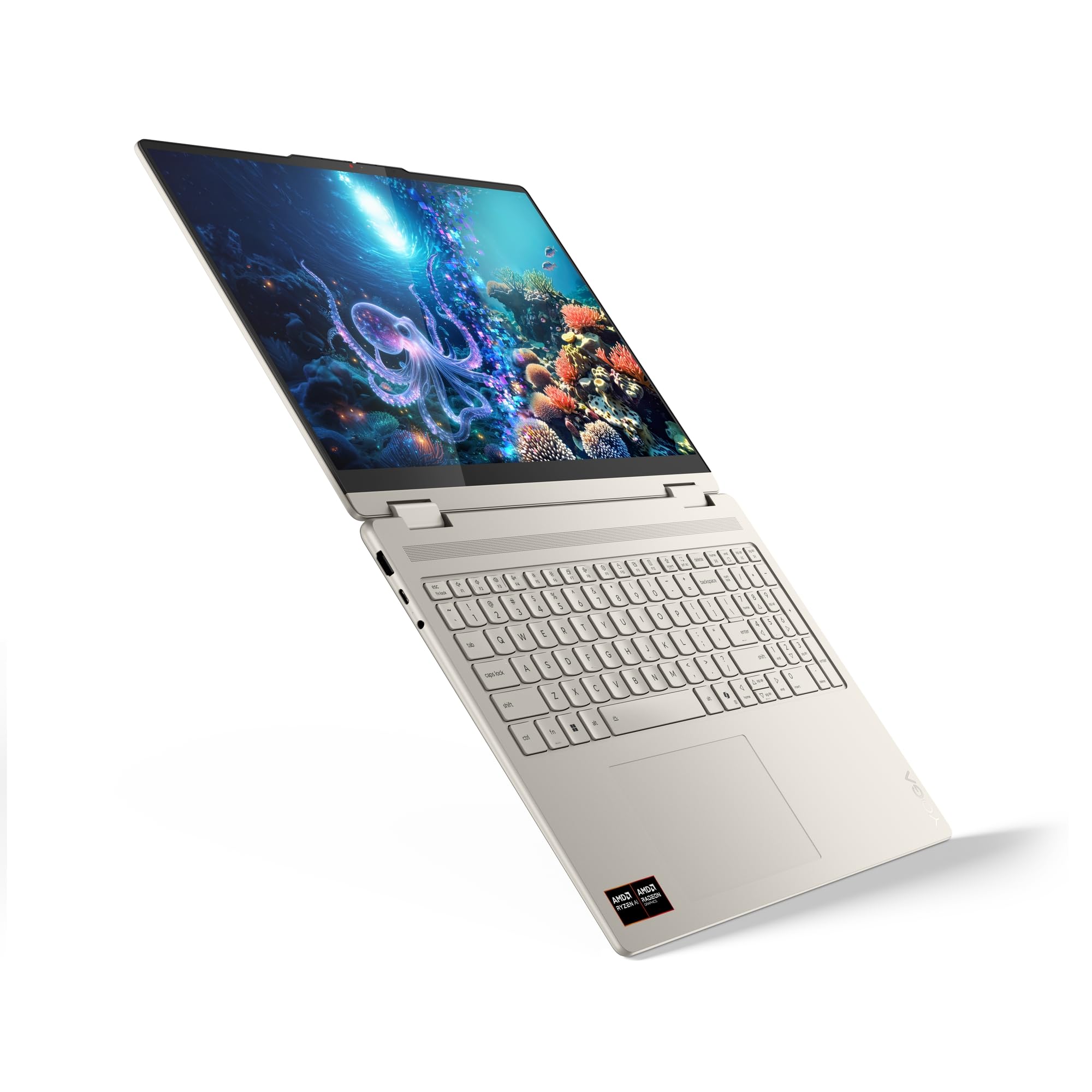 Lenovo Yoga 7 2-en-1 16AKP10 - Ordinateur Portable Copilot + 16'' 2.8K OLED Tactile (AMD Ryzen AI 7 350, RAM 16Go, SSD 512Go, AMD Radeon 860M, Windows 11H) Clavier rétroéclairé AZERTY - Seashell
