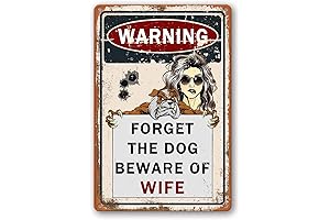 Metal Signs for Garage: 'Beware of Wife' - 8x12" Man Cave Decor, Funny Bar Sign