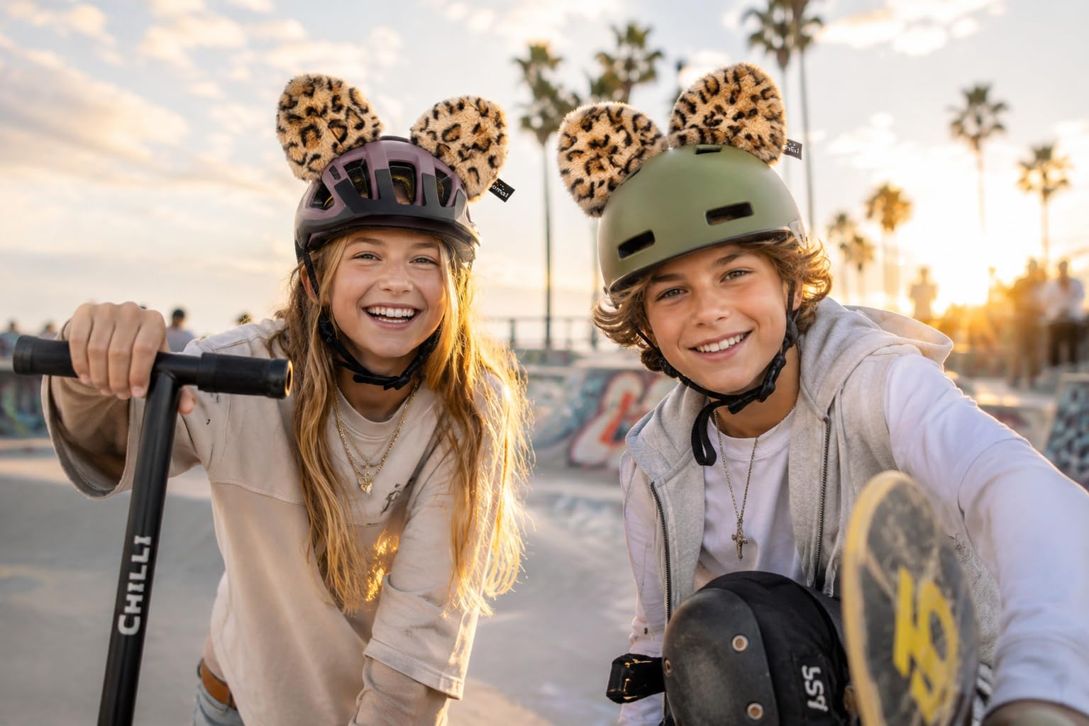 Pünktchen Leopard für Fahrradhelm.Verwandle jeden Helm in einen coolen Leoparden. Helm Accessoire für Fahrrad, Roller, Inliner & Skateboard.
