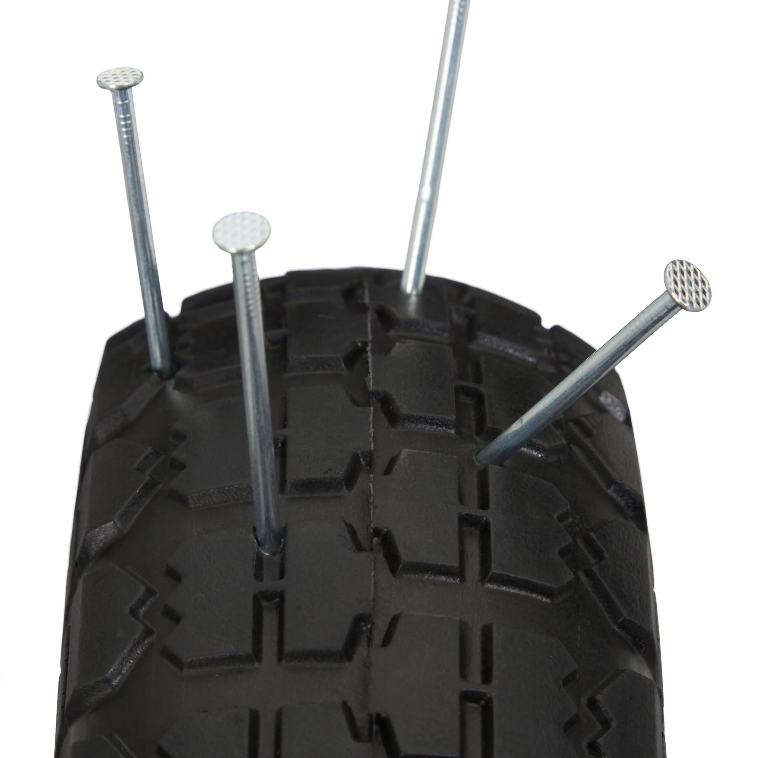 Relaxdays Ruota per Carriola 4.10/3.50-4", Set 4 Gomme Piene Antiforatura, Cerchi in Plastica, Fino a 150 kg, Nero Rosso