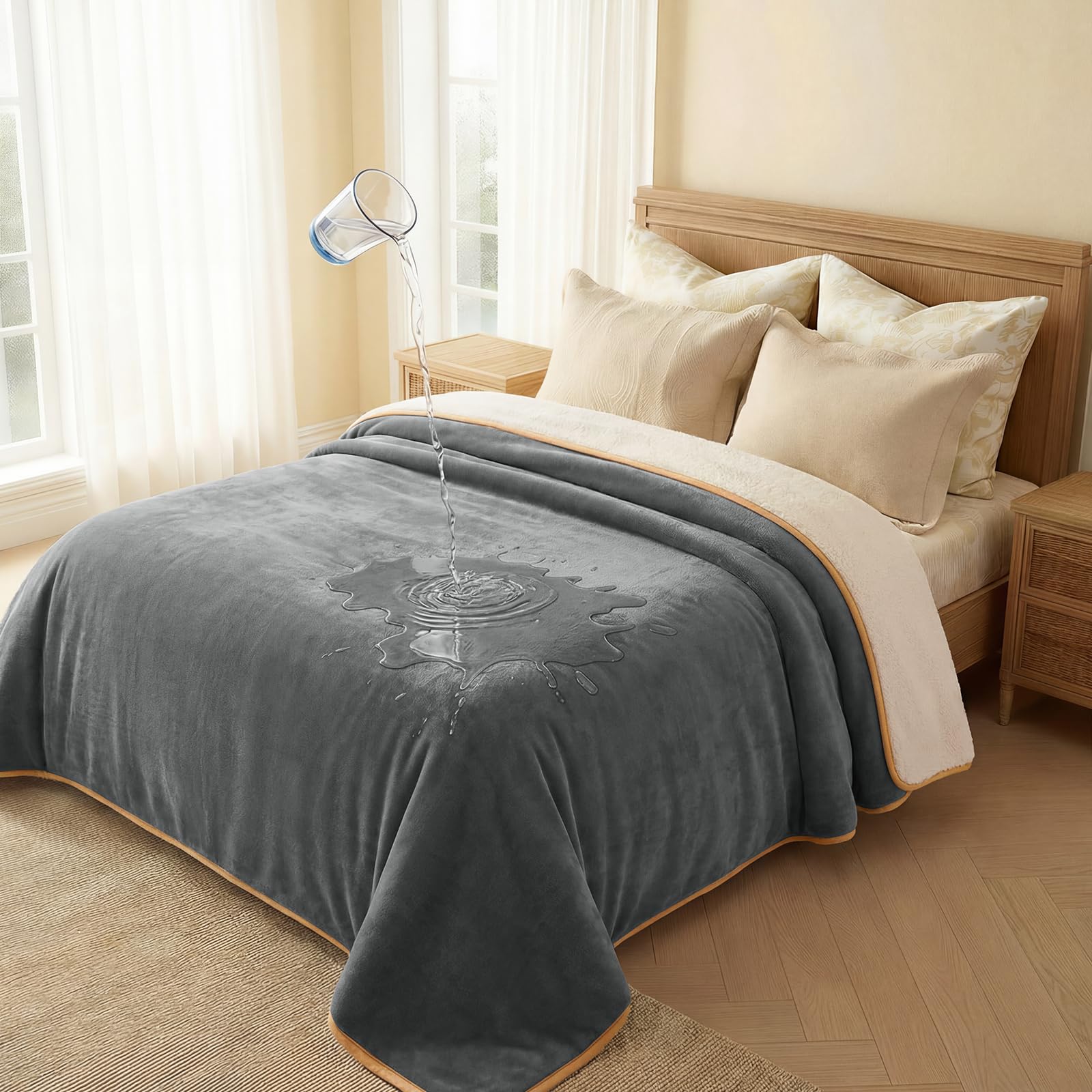 luciphia wasserdichte Hundedecke,Waschbare Decke für Kleine Hunde Katzen,Flauschige Sherpa Fleece Haustierdecke,Wasserdicht Decke für Sofa Couch Bett Auto