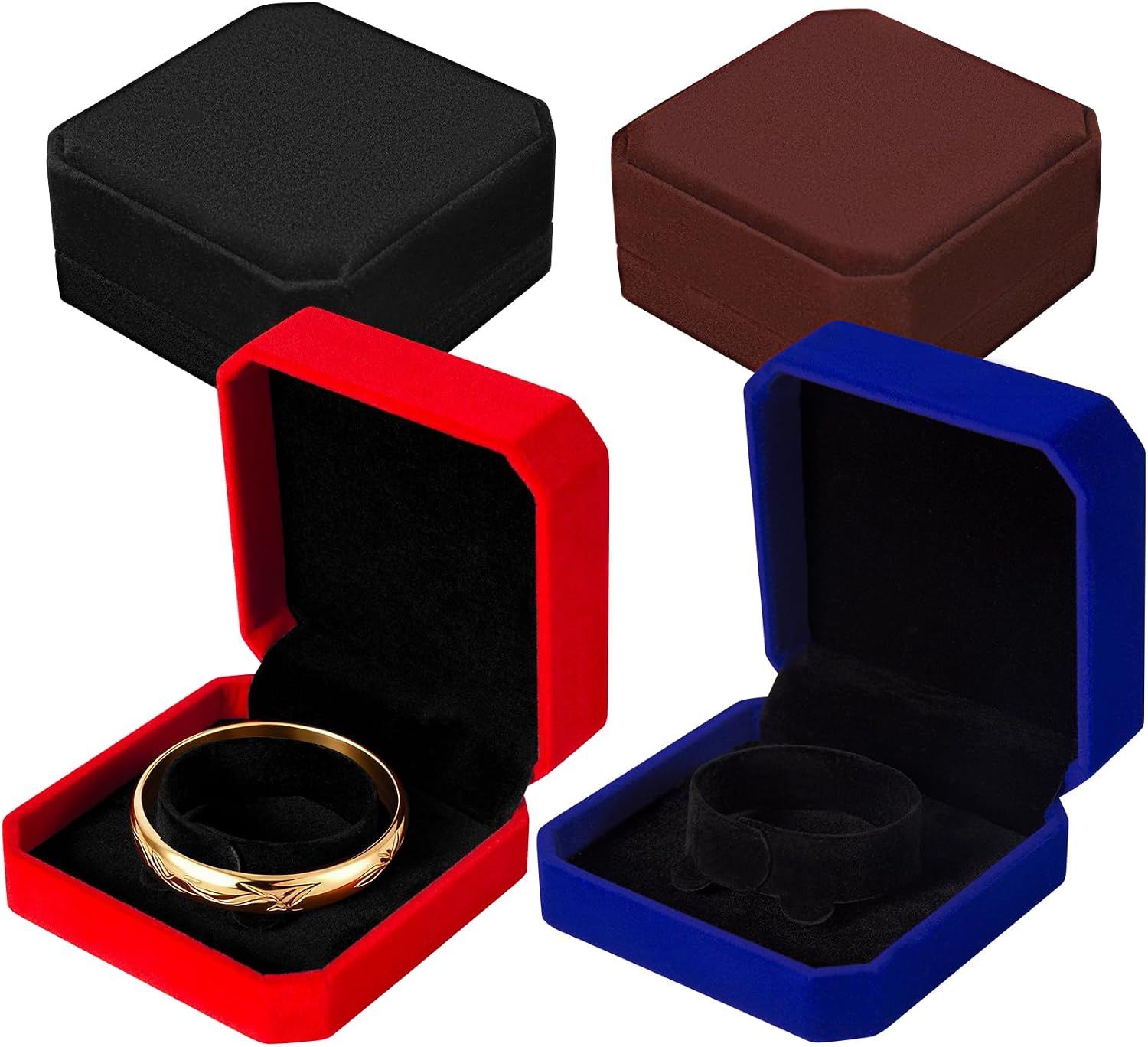 Lamoutor Velvet Gift Box Jewelry Gift Box for Necklace Bracelet Ring Stud Earrings for Wedding Proposal