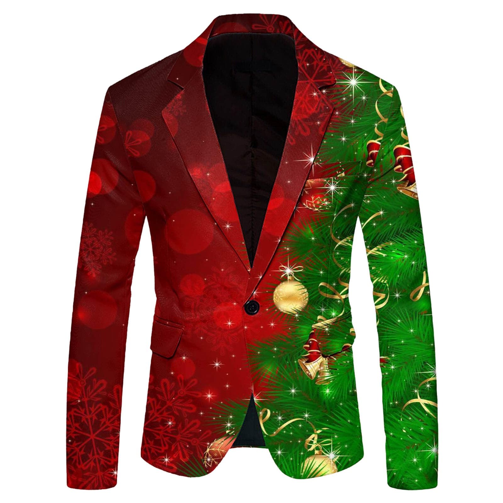 ZYXTIM Men's Christmas Party Blazer Wine Glass Ugly X-Mas Novelty Print Sequins Tuxedo Suit Jacket One Button Lapel Jacket