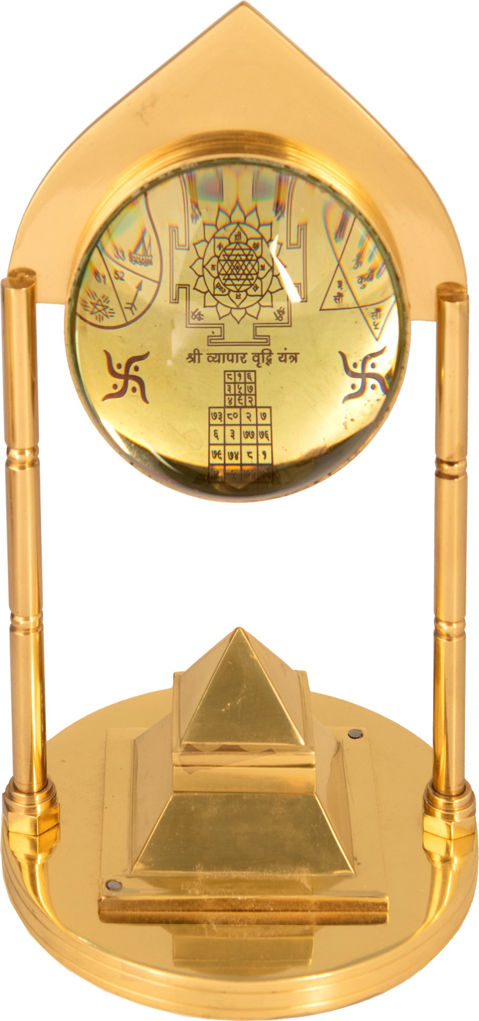 Vastu Pyramid and Shri Yantra, Yellow, 4.8 x 4.8 x 7.5-Inch