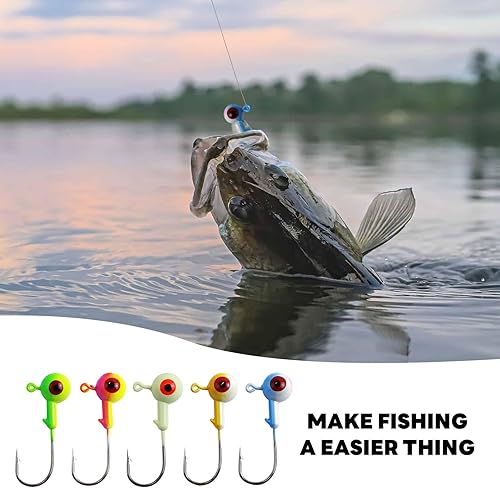 Miniatura 7 de MAFIMOEA 10-20pcs Unpainted Round Head Jig Fishing Hooks Underspin Jig Heads 18OZ 316OZ 14OZ Walleye Jigs for Bass Trout Crappie Fishing Jig