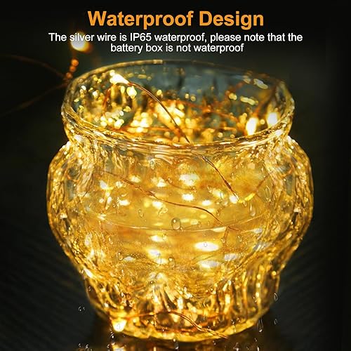 Miniatura 5 de btfarm Paquete de 30 luces de hadas que funcionan con pilas 3 modos, 7 pies, 20 luces LED parpadeantes, impermeables, a granel, pequeño cable
