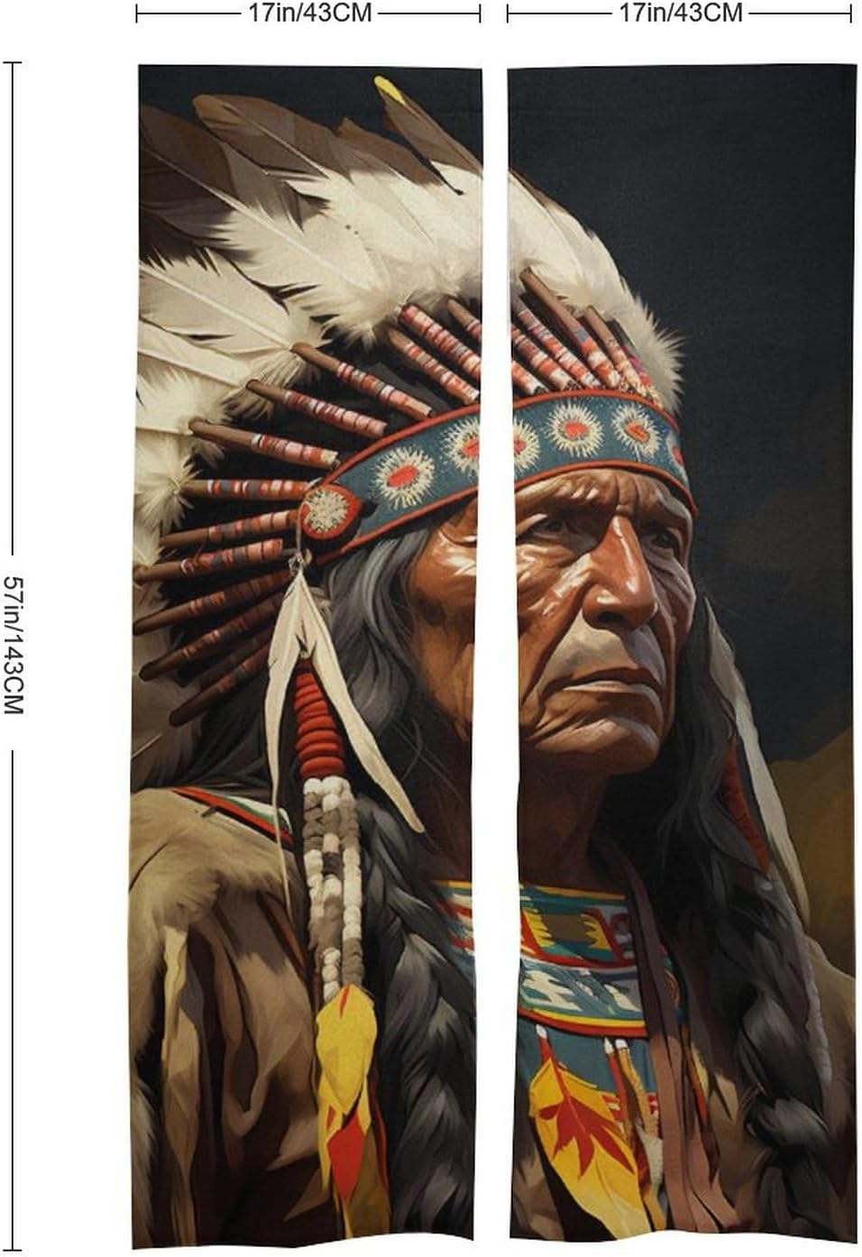 Native American The Old Chief Door Curtain Blackout Door Cover Curtains Door Screen for Home Accessories