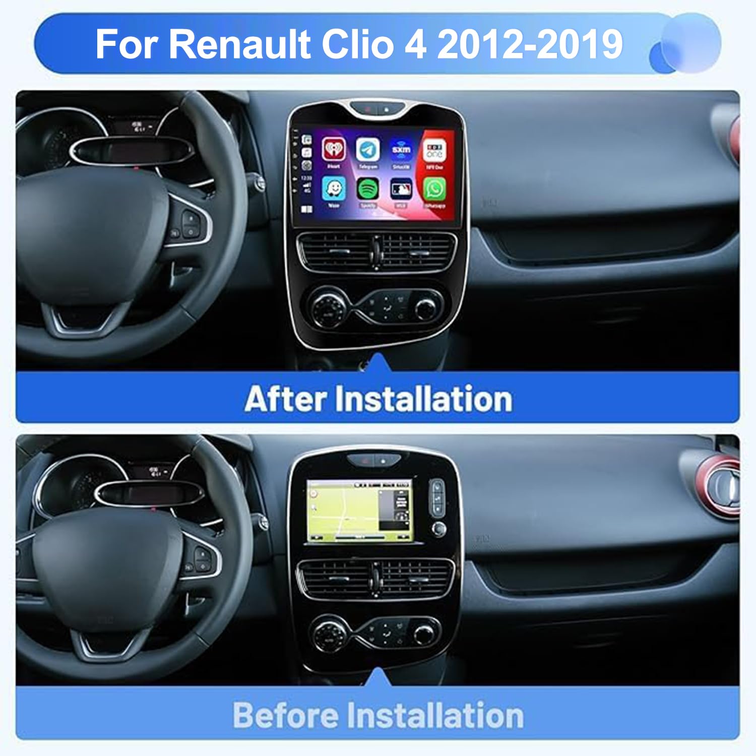 Autoradio per Renault Clio 4 2012-2019 Auto Navigation Bluetooth 9 Pollici Android 13 per Carplay Android Auto Navigatori con Auto Navigatore GPS WiFi FM RDS SWC,DSP + Mic