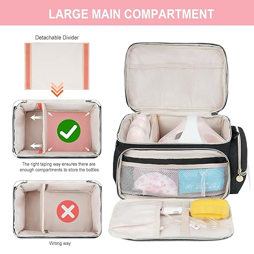 Miniatura 10 de Bolsa para extractor de leche compatible con Spectra S1 y S2, bolsa de almacenamiento de viaje para bombeo de leche para artículos esenciales y