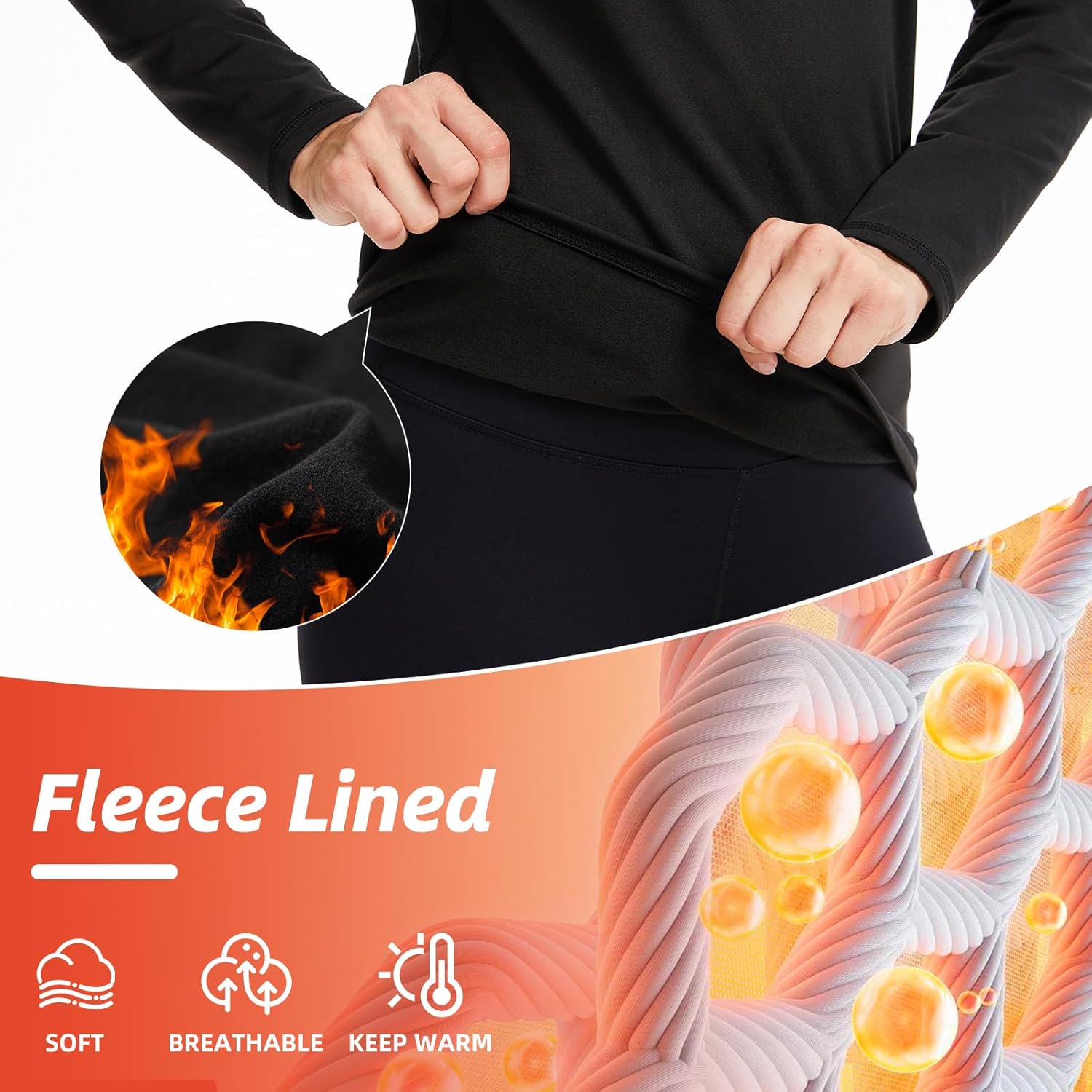 Women's Fleece Lined Thermal Shirt Ski Base Layer Long Sleeve Mock Neck Cold Weather Workout Top for Women - Image 5