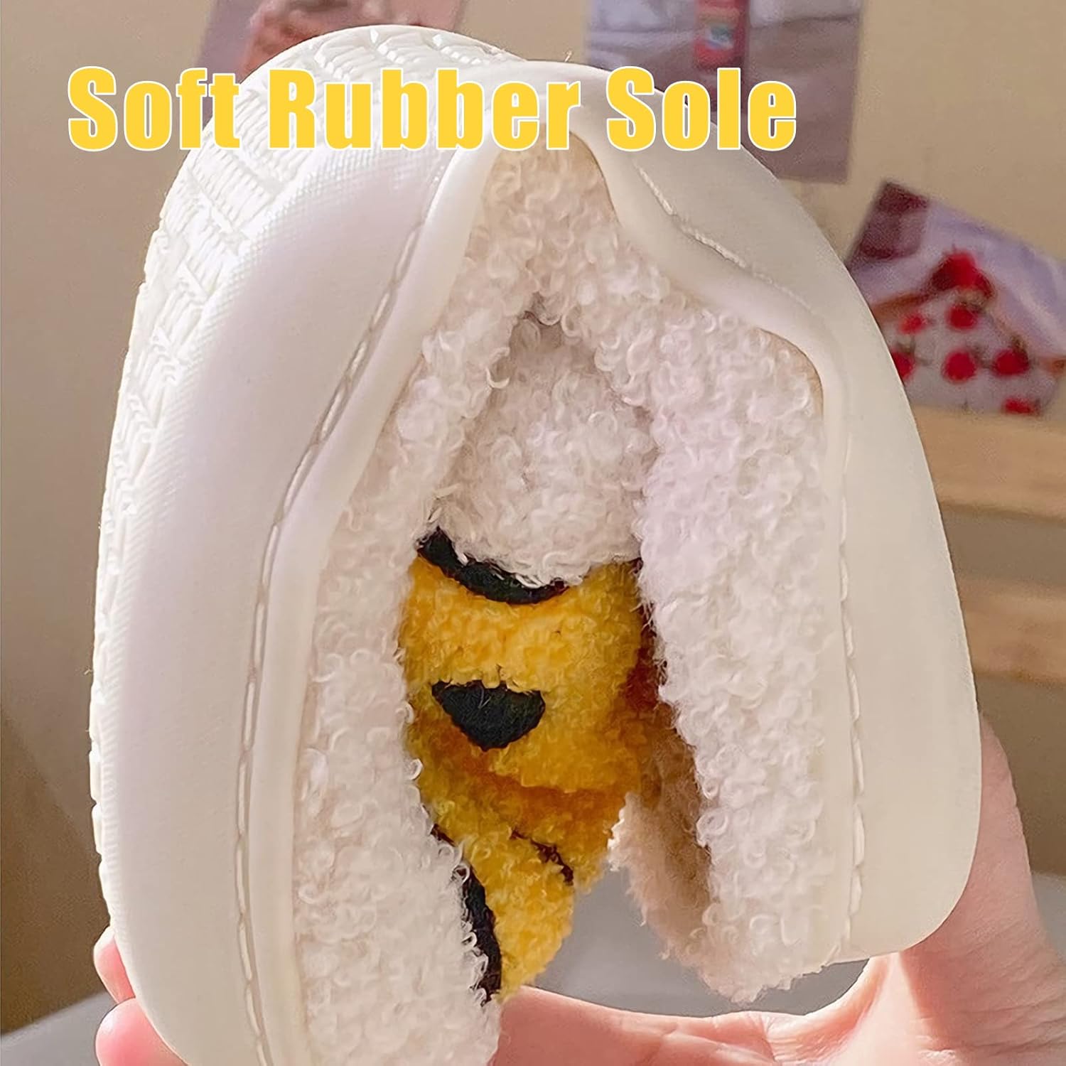 Smile Face Slippers for Women and Men, Retro Comfy Warm Soft Fuzzy Plush Slip-On House Shoes Funny Cute Happy Smile Home Winter Warmies Pillow Cloud Memory Foam Fluffy Slipper for Indoor & Outdoor - Image 5