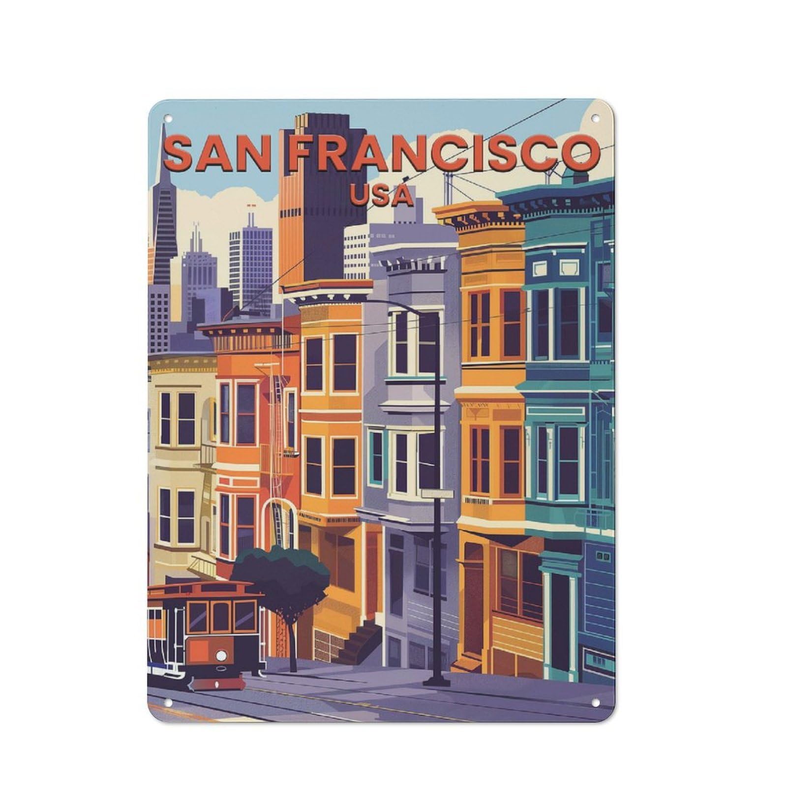 Junmoney San Francisco Rustic Metal Plaque 40X30cm For Studio Or Craft Room, Housewarming Present For People Styling Studio And Craft Room
